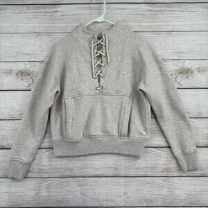 Scotch & Soda Maison Scotch Lace Up Pullover Sweatshirt Womens Medium Gray Beige